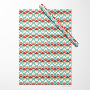 Modern, geometric Christmas Santa gift wrap roll of 3 sheets by Gigglemugg
