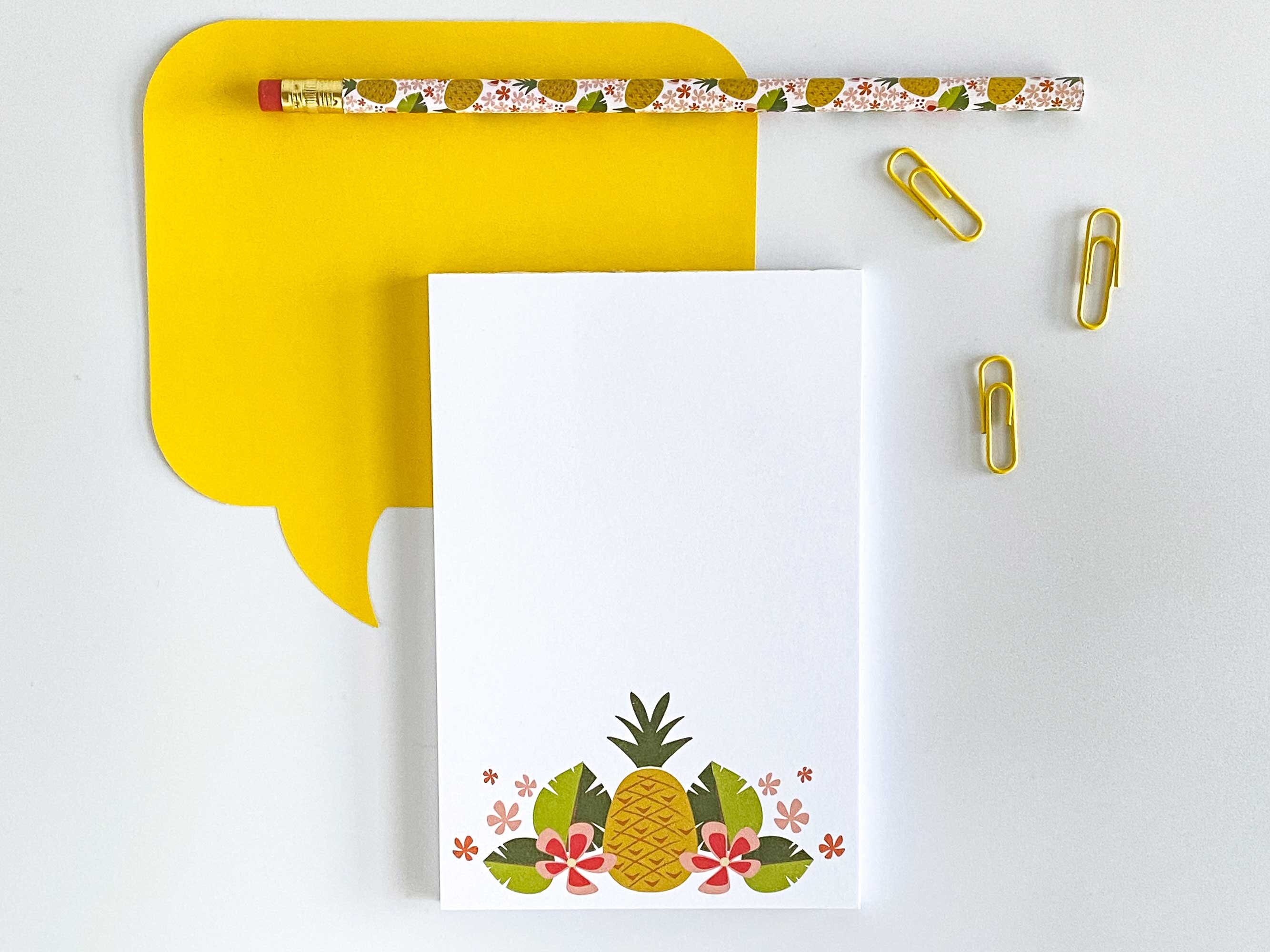 Personalized Pineapple Stationery Set . Pineapples Notepad Note Card Set .  Tropical Fruit Notecards Note Pad . Stationary Gift Set 