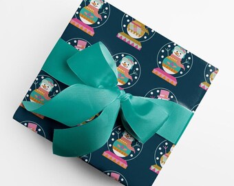 Christmas Wrapping Paper Colorful Snowman Holiday Gift Wrap