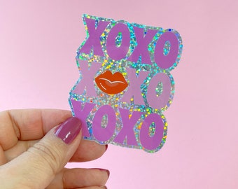 Glitter Sticker for Water Bottle or Laptop XOXO Decal