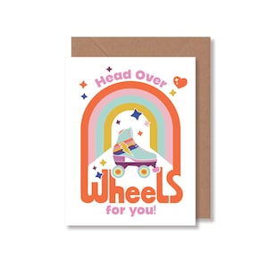 Carte d'amour pour patins à roulettes, carte de voeux d'anniversaire amusante