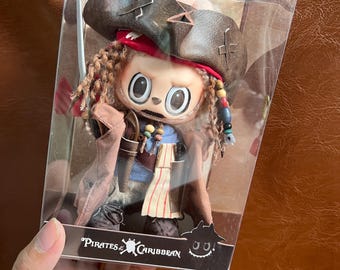 Jack Sparrow Labubu | Handmade Pirates of the Caribbean Custom Figure | Art Toy Custom | Designer Toy | Handmade Labubu | Jack Sparrow Toy