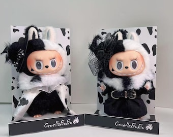 Black & White Villain Inspired Labubu Custom Art Toy | Handmade Designer Figurine | Fashion Doll | Two Styles Available | Handmade Gift