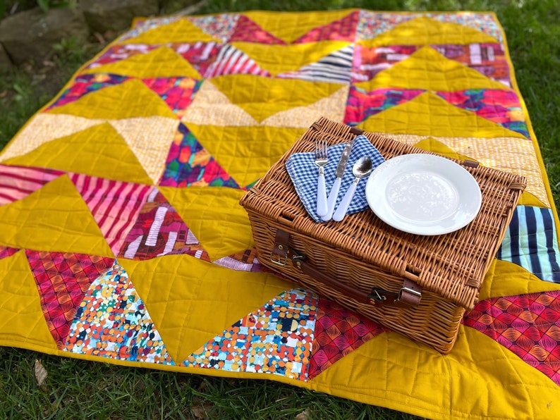 Easy, Flying Geese Lap Quilt for Beginners Instant Download PDF Quilt Pattern image 1