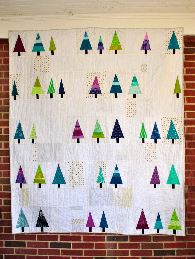 Winter Woods PDF Quilt Pattern Modern Christmas Tree Quilt in 2 Sizes, Lap and Crib image 4