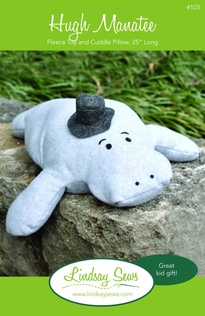 PDF Pattern: Hugh Manatee Stuffed Animal Sewing Pattern, Great Gift for