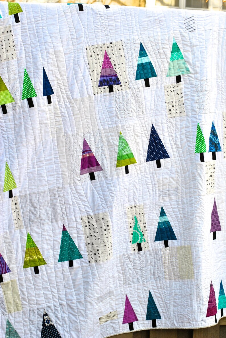 Winter Woods PDF Quilt Pattern Modern Christmas Tree Quilt in 2 Sizes, Lap and Crib image 8