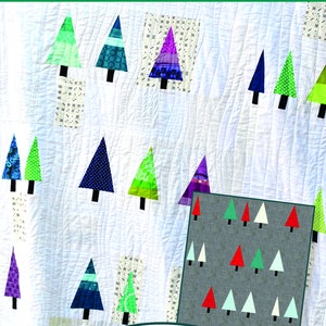 Winter Woods PDF Quilt Pattern Modern Christmas Tree Quilt in 2 Sizes, Lap and Crib image 2