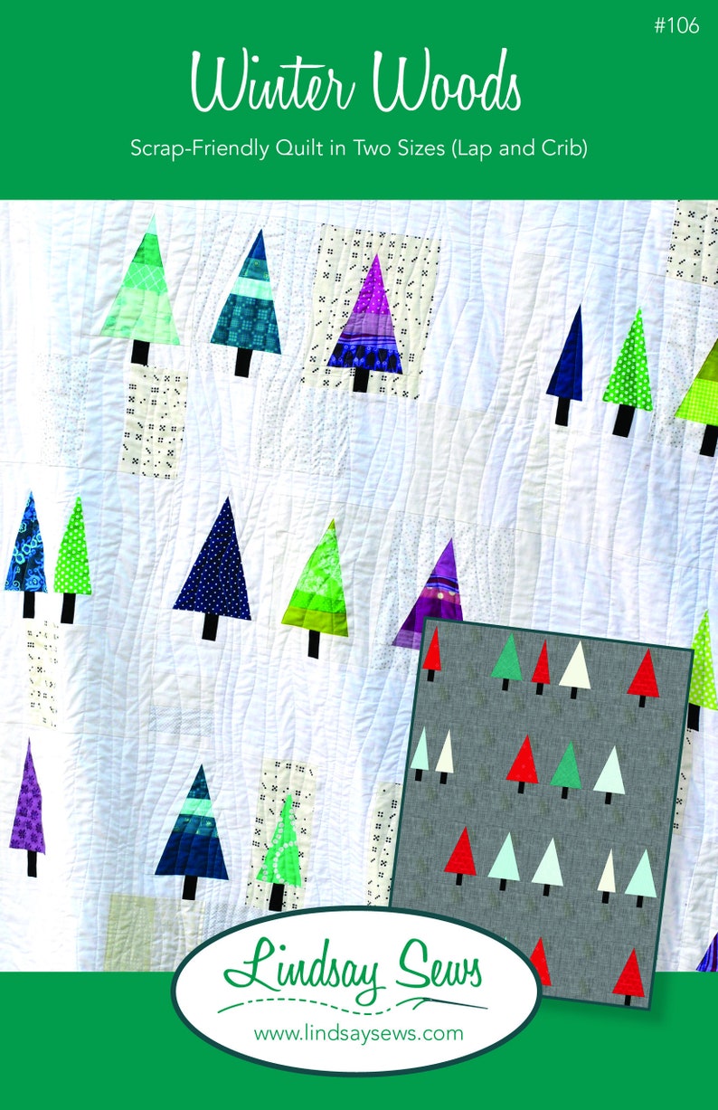 Winter Woods PDF Quilt Pattern Modern Christmas Tree Quilt in 2 Sizes, Lap and Crib image 2