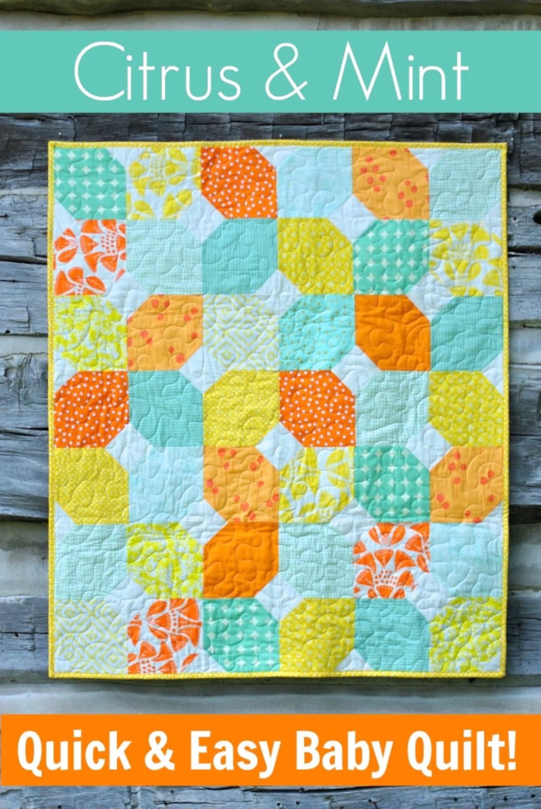 Easy, Modern Snowball Baby Quilt Pattern for Beginners Instant Download