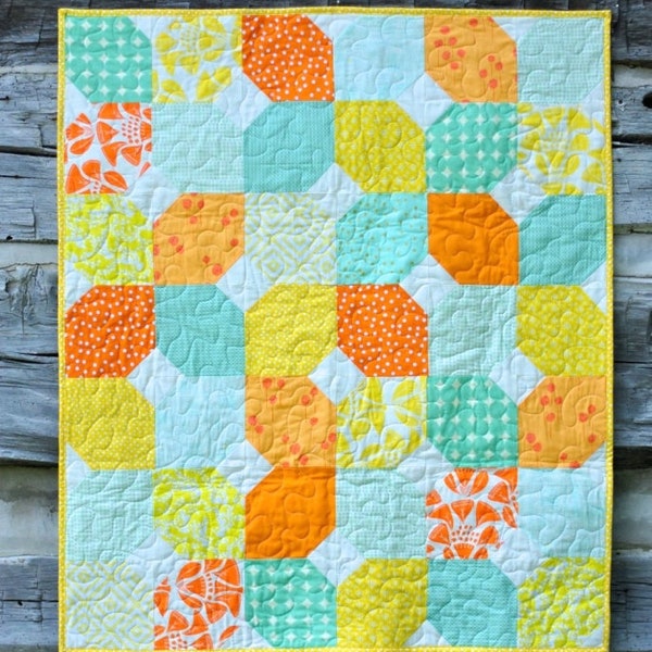 Easy, Modern Snowball Baby Quilt Pattern for Beginners! Instant Download PDF Quilt Pattern