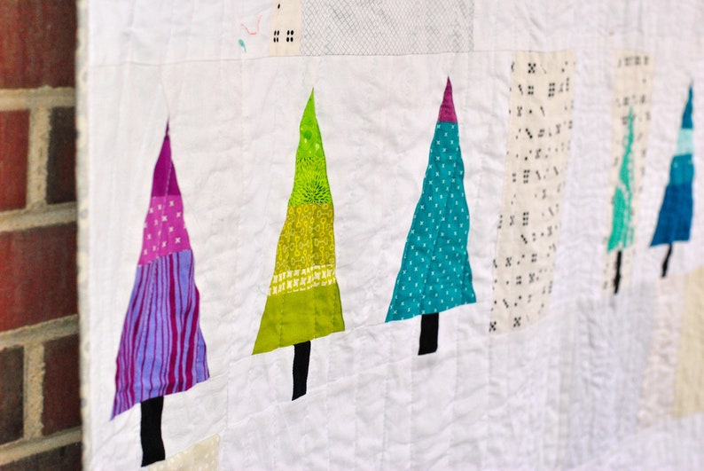 Winter Woods PDF Quilt Pattern Modern Christmas Tree Quilt in 2 Sizes, Lap and Crib image 3