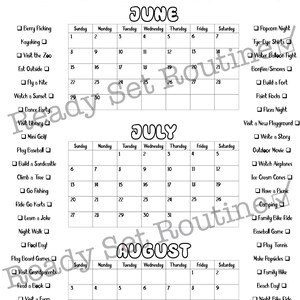 Summer Bucket List for Kids - Printable Checklist with Activities & Calendar | Visual Schedule PDF Download
