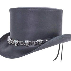 Lederen cilinderhoed handgemaakte steampunk cilinderhoed gothic hoge hoed cowboyhoed zwart leren hoed cadeaus voor mannen hallween kostuum