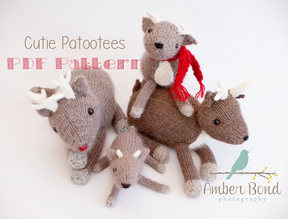 Shimmer and Glimmer the Reindeer Children PDF Knitting Pattern