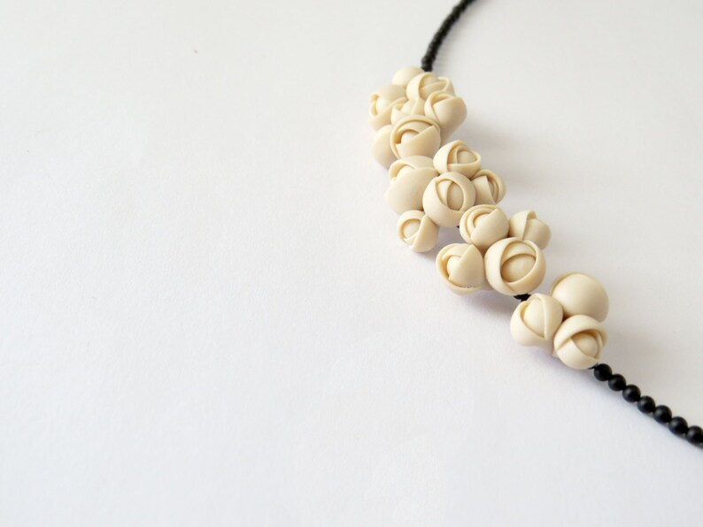Polymer clay flower necklace with geometrical roses and Etsy