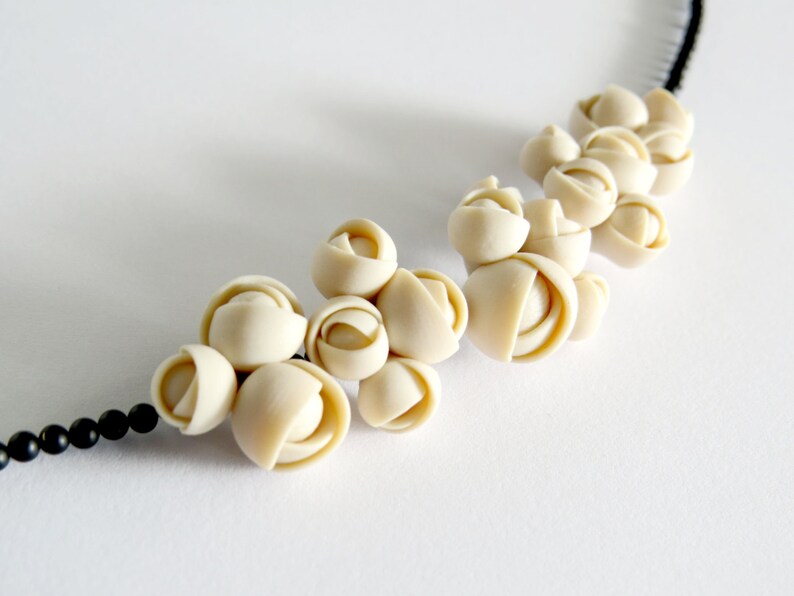 Polymer clay flower necklace with geometrical roses and Etsy