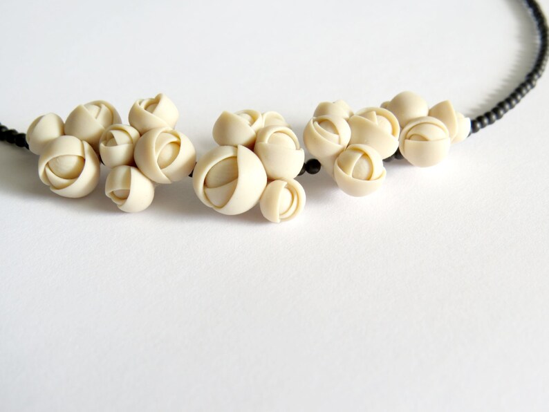 Polymer clay flower necklace with geometrical roses and Etsy