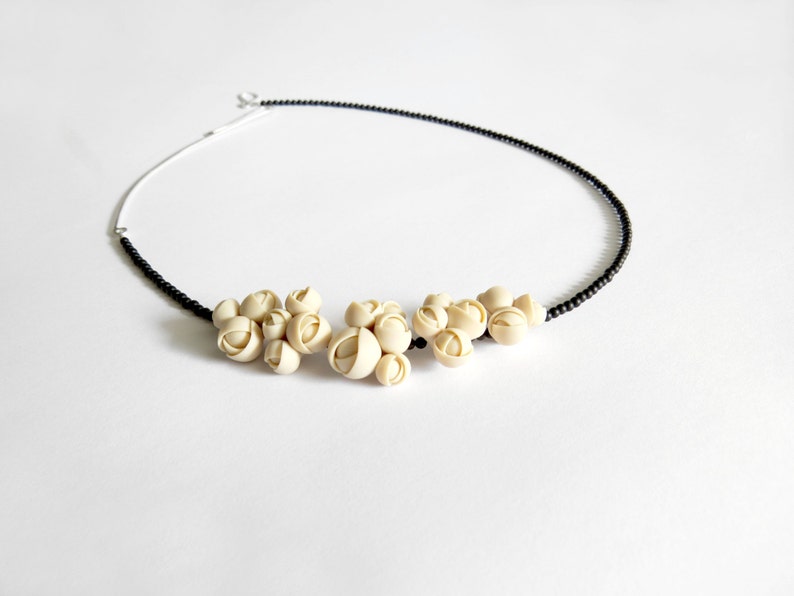 Polymer clay flower necklace with geometrical roses and Etsy