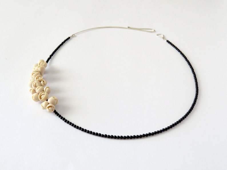 Polymer clay flower necklace with geometrical roses and Etsy