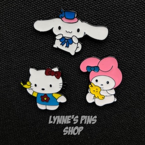 Adorable Cute Kitty and Friends Bunny Puppy  Enamel Pins Backpack Hat Bag Pins