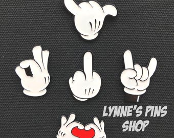 Cartoon Hand Enamel Pin: Expressive Backpack & Hat Pins