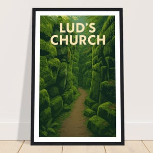 Stampa incorniciata della chiesa di Lud nel Peak District, The Roaches Wall Art, poster del paesaggio dello Staffordshire, viaggi nel Regno Unito, 12x18 16x24 24x36 Art