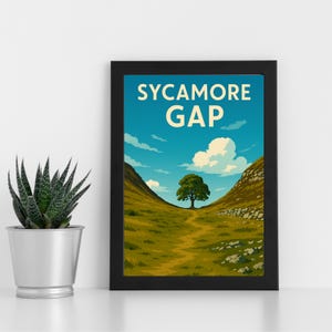 Sycamore Gap Digital Druck Kunstwerk l Hadrianswall l Individuelles Poster, Postkarte, gerahmter Druck, Grußkarte l Portrait