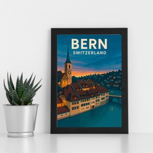 Arte de impressão digital de Berna l Suíça l Pôster personalizado, cartão postal, impressão emoldurada, cartão comemorativo l Retrato