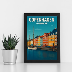 Copenhague, Dinamarca, Impressão Digital, Arte l Dinamarca l Pôster personalizado, cartão postal, impressão emoldurada, cartão comemorativo l Retrato