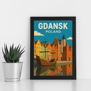 Arte de impressão digital de Gdansk l Polônia l Pôster personalizado, cartão postal, impressão emoldurada, cartão comemorativo l Retrato