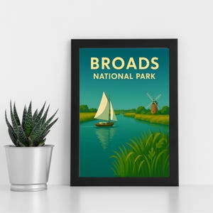 Obra de arte digital Broads l Parque Nacional Broads l Pôster personalizado, cartão postal, impressão emoldurada, cartão comemorativo l Retrato