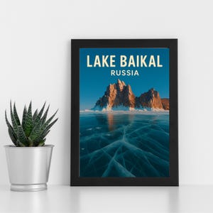 Obra de arte digital do Lago Baikal l Rússia l Pôster personalizado, cartão postal, impressão emoldurada, cartão comemorativo l Retrato