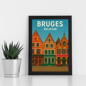 Impression numérique d'oeuvres d'art de Bruges l Belgique l Poster personnalisé, carte postale, impression encadrée, carte de voeux l Portrait