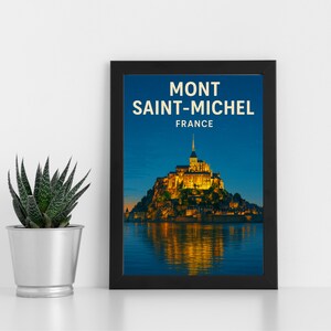 Oeuvre d'art impression numérique Mont St Michael France l France l Poster personnalisé, carte postale, impression encadrée, carte de voeux l Portrait