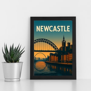 Newcastle Digital Print Kunstwerk l Tyne & Wear l Poster, Postkarte, gerahmter Druck, Grußkarte l Portrait