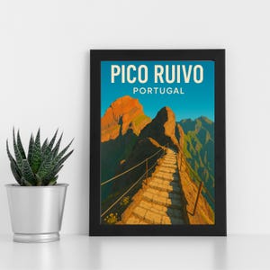 Obra de arte digital Pico Ruivo l Portugal l Pôster personalizado, cartão postal, impressão emoldurada, cartão de felicitações l Retrato