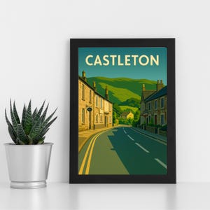Castleton Digitaldruck Kunstwerk l Peak Distrikt National Park l Individuelles Poster, Postkarte, gerahmter Druck, Grußkarte l Portrait