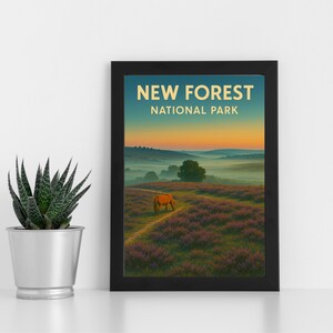 Arte digital impressa em New Forest l Parque Nacional de New Forest l Pôster personalizado, cartão postal, impressão emoldurada, cartão comemorativo l Retrato