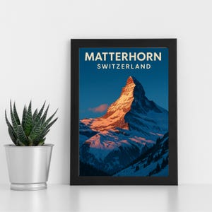 Matterhorn 2 Impressão Digital l Suíça l Pôster personalizado, cartão postal, impressão emoldurada, cartão comemorativo l Retrato
