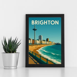 Brighton Digitaldruck Kunstwerk l Sussex l Individuelles Poster, Postkarte, gerahmter Druck, Grußkarte l Portrait