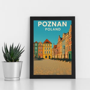 Obra de arte digital de Poznan l Polônia l Pôster personalizado, cartão postal, impressão emoldurada, cartão comemorativo l Retrato