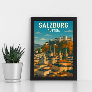 Oeuvre d'art en impression numérique de Salzbourg Autriche l Autriche l Poster personnalisé, carte postale, impression encadrée, carte de voeux l Portrait