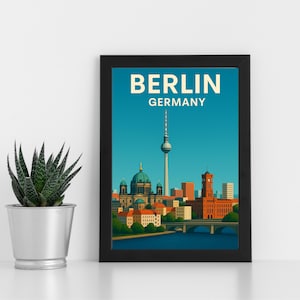 Berlin, Allemagne, oeuvre d'art en impression numérique l Allemagne l Poster personnalisé, carte postale, impression encadrée, carte de voeux l Portrait