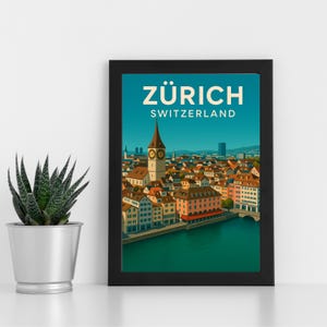 Zürich Digitaldruck Kunstwerk l Schweiz l Personalisiertes Poster, Postkarte, gerahmter Druck, Grußkarte l Portrait