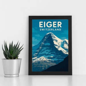 Stampa digitale dell'Eiger l Svizzera l Poster personalizzato, cartolina, stampa incorniciata, biglietto d'auguri l Ritratto