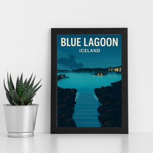 Oeuvre d'art en impression numérique Blue Lagoon Iceland l Islande l Poster personnalisé, carte postale, impression encadrée, carte de voeux l Portrait