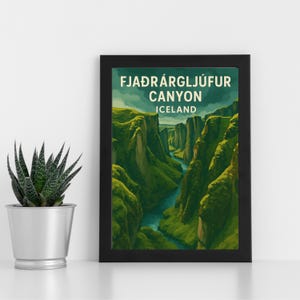 Oeuvre d'art en impression numérique du canyon de Fjadrargljufur Islande l Islande l Poster personnalisé, carte postale, impression encadrée, carte de voeux l Portrait