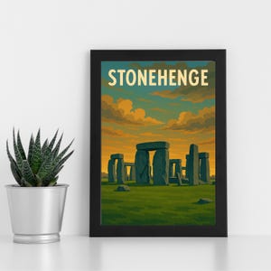 Obra de arte digital de Stonehenge l Stonehenge Salisbury l Pôster personalizado, cartão postal, impressão emoldurada, cartão comemorativo l Retrato