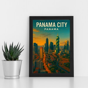 Panama City Digital Print Artwork l Panama - Central America l Custom poster, postcard, framed print, greeting card l Portrait